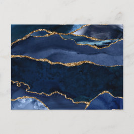 Abstracte Waterverf van de Navy Blue Agate Briefkaart
