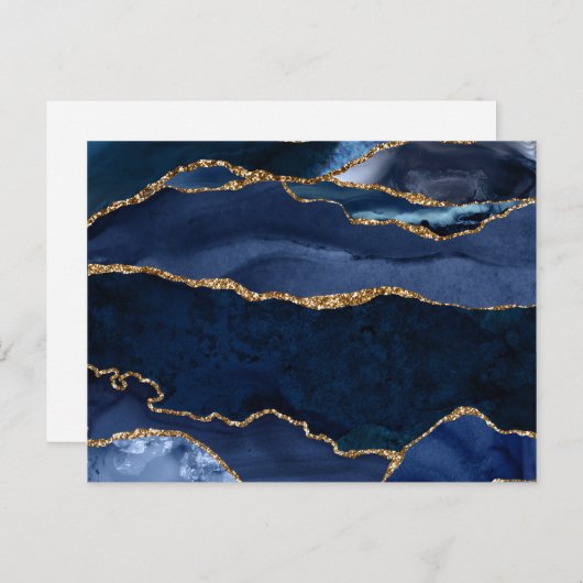Abstracte Waterverf van de Navy Blue Agate Briefkaart (Voorkant / Achterkant)