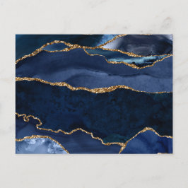 Abstracte Waterverf van de Navy Blue Agate Briefkaart