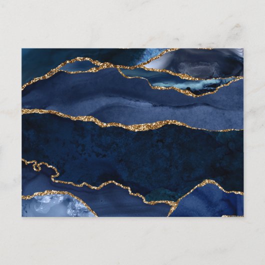 Abstracte Waterverf van de Navy Blue Agate Briefkaart (Voorkant)