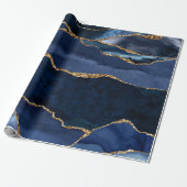 Abstracte Waterverf van de Navy Blue Agate Cadeaupapier (Uitgerold)