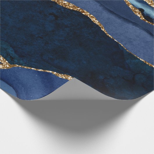 Abstracte Waterverf van de Navy Blue Agate Cadeaupapier (Hoek)