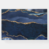 Abstracte Waterverf van de Navy Blue Agate Gastenboek (Achterkant)