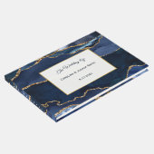 Abstracte Waterverf van de Navy Blue Agate Gastenboek (Hoek)