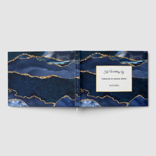 Abstracte Waterverf van de Navy Blue Agate Gastenboek (Volledig)