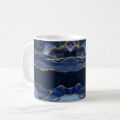 Abstracte Waterverf van de Navy Blue Agate Koffiemok (Voorkant links)
