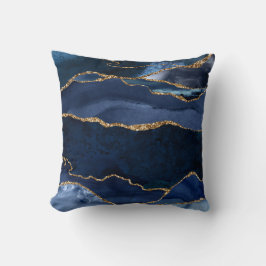 Abstracte Waterverf van de Navy Blue Agate Kussen
