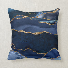 Abstracte Waterverf van de Navy Blue Agate Kussen