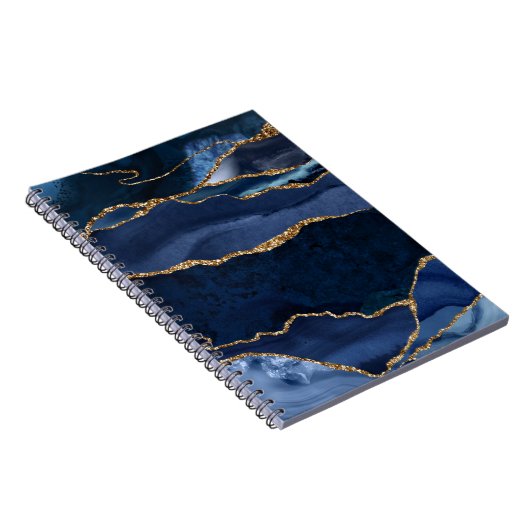 Abstracte Waterverf van de Navy Blue Agate Notitieboek (Rechterzijde)