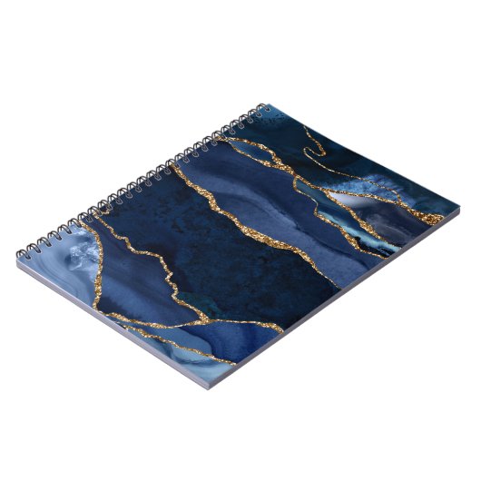 Abstracte Waterverf van de Navy Blue Agate Notitieboek (Linkerzijde)