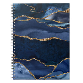 Abstracte Waterverf van de Navy Blue Agate Notitieboek