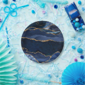 Abstracte Waterverf van de Navy Blue Agate Papieren Bordje (Feest)