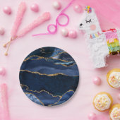 Abstracte Waterverf van de Navy Blue Agate Papieren Bordje (Feest)