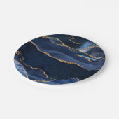 Abstracte Waterverf van de Navy Blue Agate Papieren Bordje (Gekanteld)