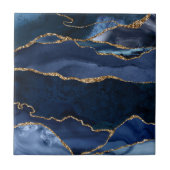 Abstracte Waterverf van de Navy Blue Agate Tegeltje (Voorkant)