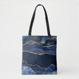 Abstracte Waterverf van de Navy Blue Agate Tote Bag