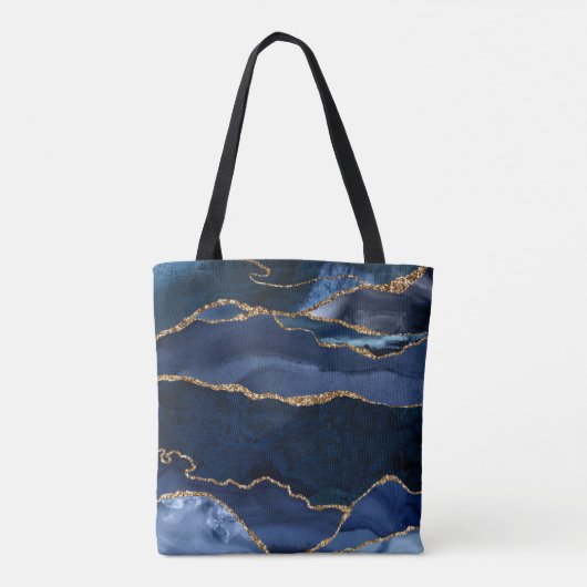 Abstracte Waterverf van de Navy Blue Agate Tote Bag (Achterkant)
