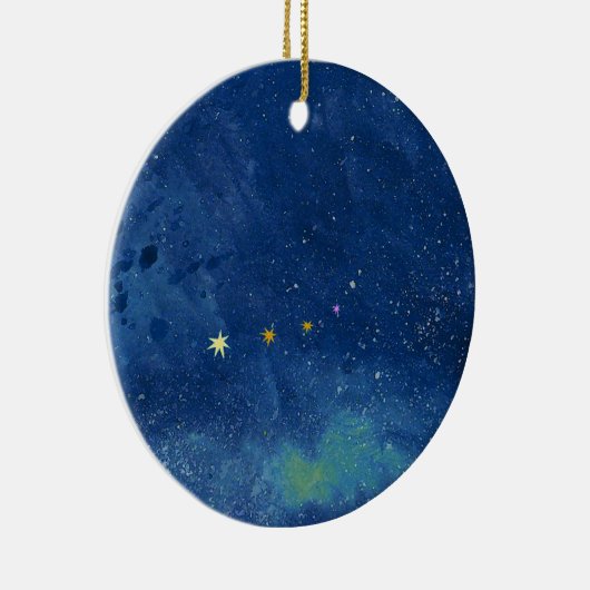 Abstracte Waterverf van de Starry Sky Nebula Galax Keramisch Ornament (Rechts)