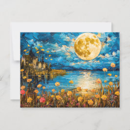 Abstracte waterverf van de Volle Maan Refl Briefkaart