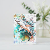 Abstracte Waterverf van een haai Briefkaart (Staand voorkant)