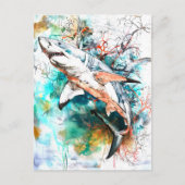 Abstracte Waterverf van een haai Briefkaart (Voorkant)