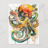 Abstracte Waterverf van een octopus Briefkaart (Voorkant)