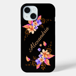 Abstracte Waterverf van gele paardebloemen iPhone 15 Case