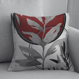 Abstracte Waterverf van Grijs en Bourgogne Kussen