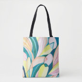 Abstracte Waterverf van groene en gele botanische  Tote Bag (Voorkant)