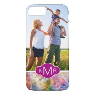 Abstracte Waterverf van Grunge Textuur   Monogram Case-Mate iPhone Case