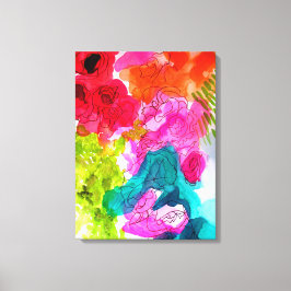 Abstracte waterverf van lente bloemen canvas afdruk