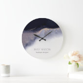 Abstracte Waterverf van Navy Black Gold Foil Wash Grote Klok (Huis)