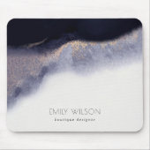 Abstracte Waterverf van Navy Black Gold Foil Wash Muismat (Voorkant)