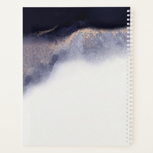 Abstracte Waterverf van Navy Black Gold Foil Wash Planner (Achterkant)