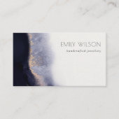Abstracte Waterverf van Navy Black Gold Foil Wash Visitekaartje (Voorkant)