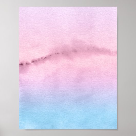 Abstracte Waterverf van roze horizon Poster (Voorkant)