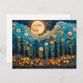 Abstracte waterverf van Volle Maan Briefkaart (Voorkant / Achterkant)