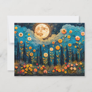 Abstracte waterverf van Volle Maan Briefkaart