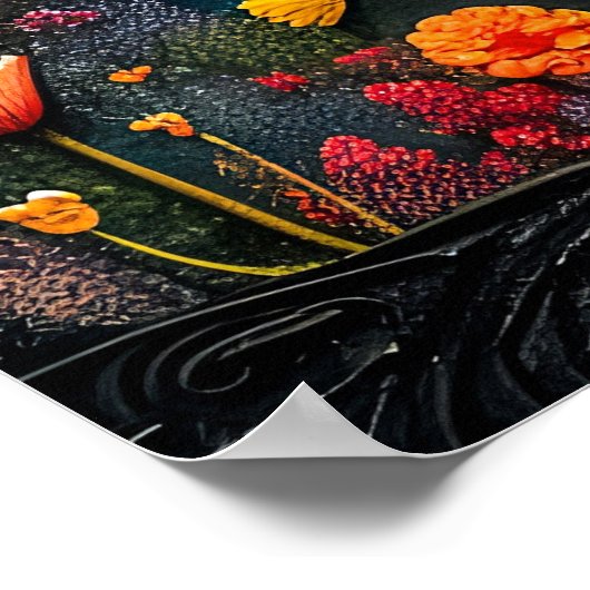 Abstracte waterverf van Volle Maan Poster (Hoek)