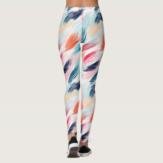 Abstracte Waterverf Veer Leggings (Achterkant)