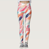 Abstracte Waterverf Veer Leggings (Voorkant)