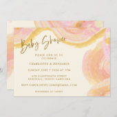 Abstracte Waterverf Verf Draaikolk Roze Baby Showe Kaart (Voorkant / Achterkant)