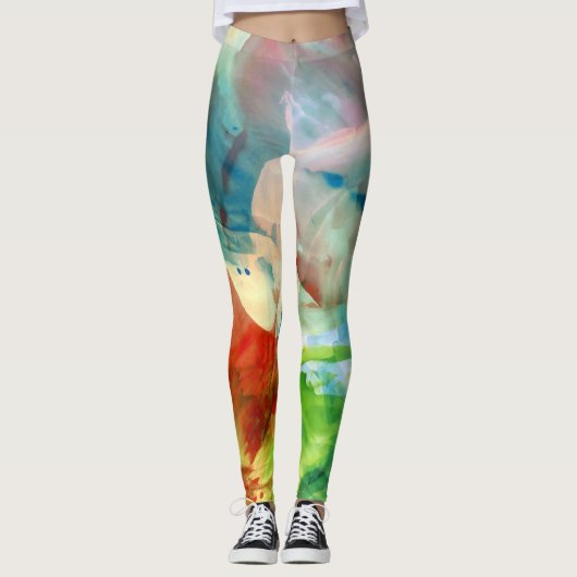 Abstracte Waterverf verfspatter verzachten Leggings (Voorkant)