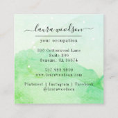 Abstracte Waterverf Vierkant Visitekaartje (Achterkant)