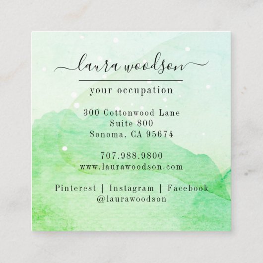 Abstracte Waterverf Vierkant Visitekaartje (Achterkant)