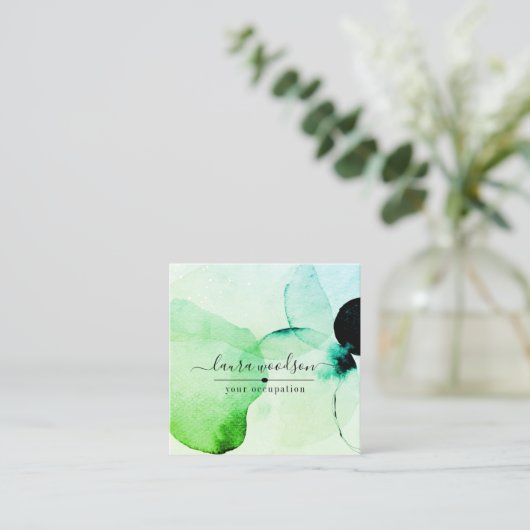 Abstracte Waterverf Vierkant Visitekaartje (Staand voorkant)