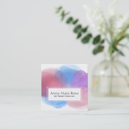 *~* Abstracte Waterverf Vierkante Visitekaartje (Staand voorkant)