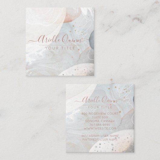 Abstracte Waterverf Vierkante Visitekaartje (Voorkant / Achterkant)