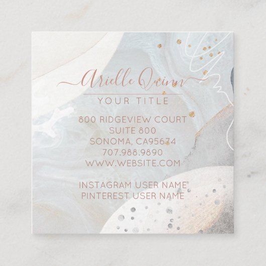 Abstracte Waterverf Vierkante Visitekaartje (Achterkant)