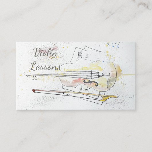 Abstracte waterverf violine visitekaartje (Voorkant)